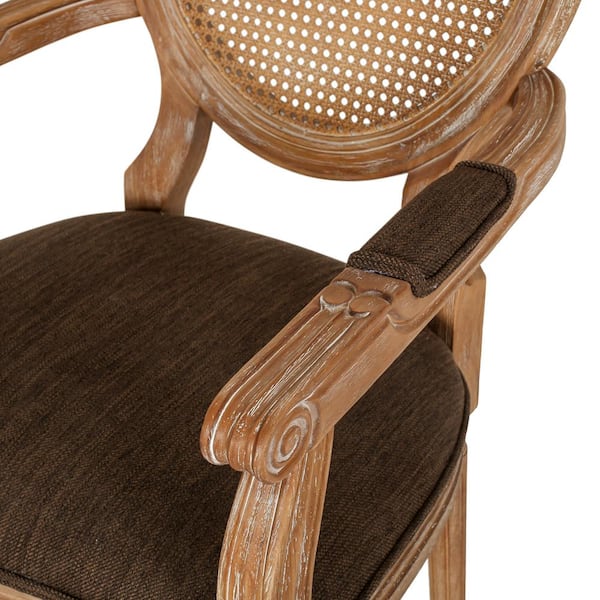 Leather King Louis Back Arm Chair in Brown