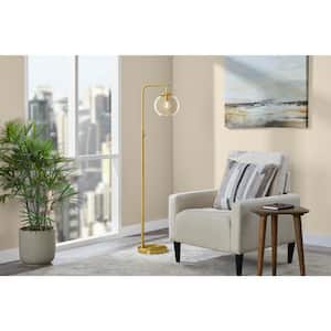 Frazier 59 in. Brass and Glass Floor Lamp
