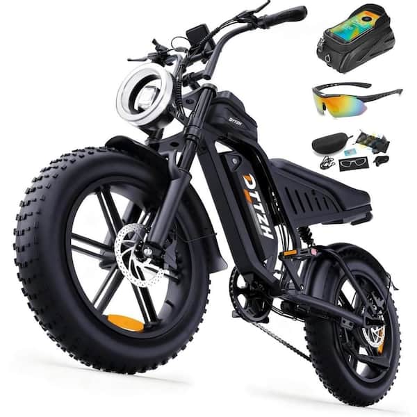 1500W Peak Motor, 2-Wheel Electric Bike Scooter in Black, 20 in. Fat Tire Ebike with NFC Unlock, Full Suspension