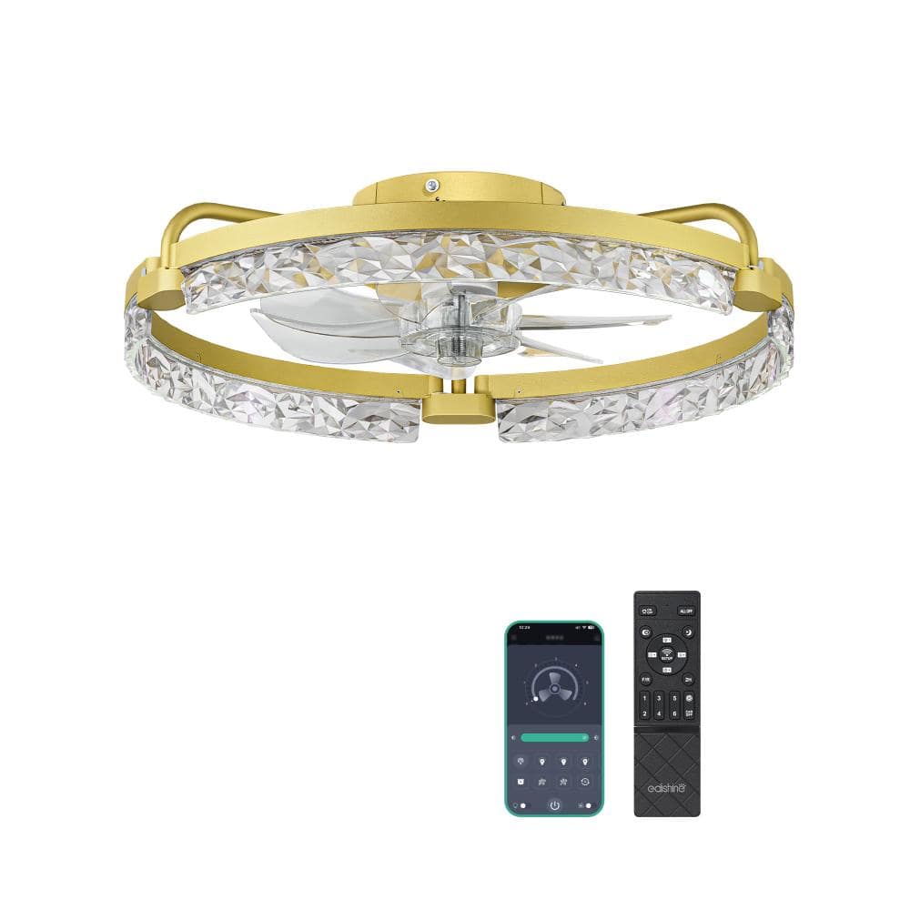 Ceiling Fans with Lights, 20'' Low Profile Flush Mount Fandelier,6 Speeds, App & Remote Control, DC Motor, Gold price history on PriceWatchPro