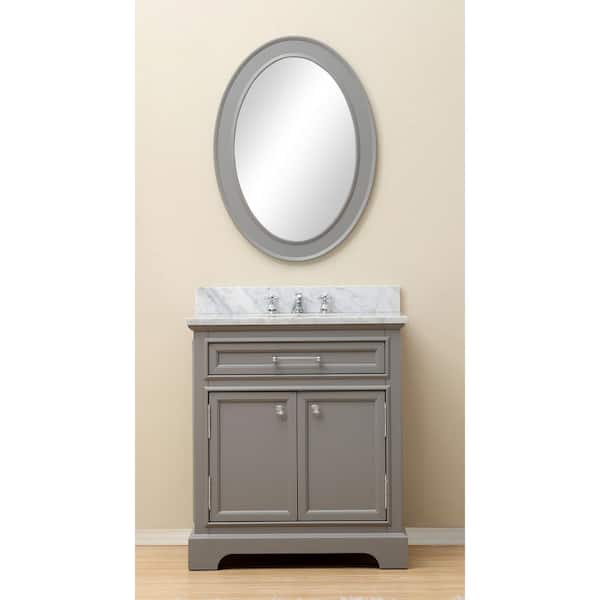 Water Creation 30 in. W x 21.5 in. D x 34 in. H Vanity in Cashmere Grey with Marble Vanity Top in Carrara White