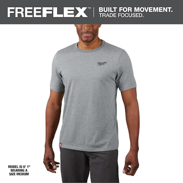 Milwaukee Men's Large Gray Cotton/Polyester Short-Sleeve Hybrid Work T-Shirt