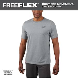 Men's Medium Gray Cotton/Polyester Short-Sleeve Hybrid Work T-Shirt