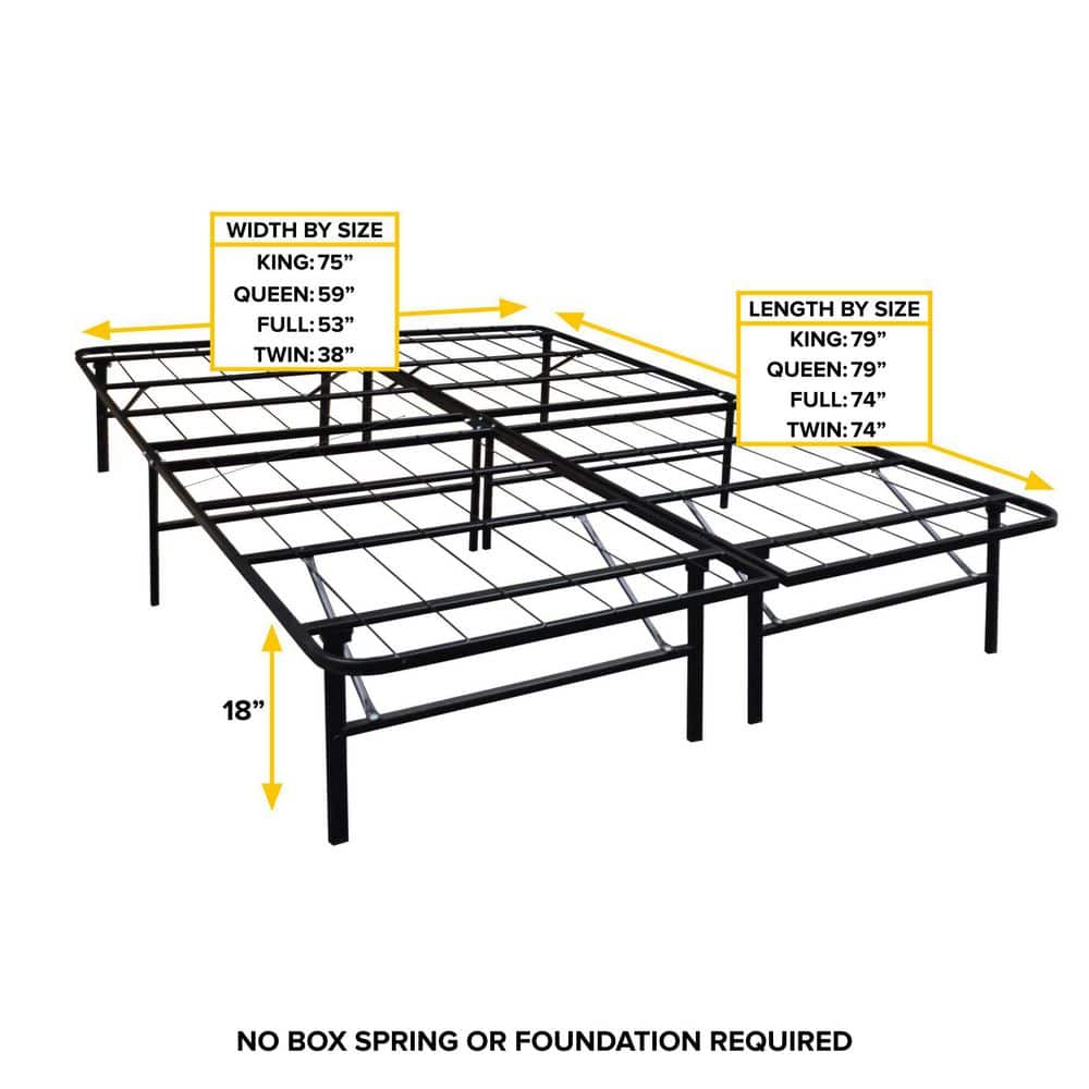 California King Black Metal Platform Bed Frame with Storage