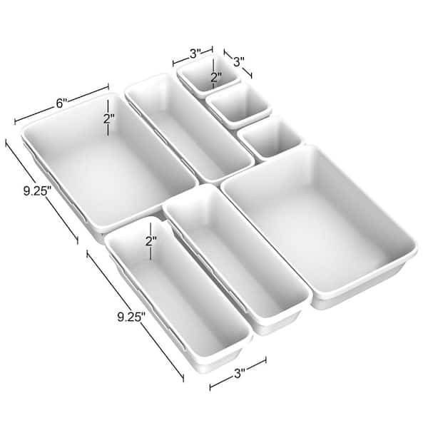 Simplify 4 Compartment Stackable Bin with Adjustable Dividers | Drawer  Organizer | Storage Basket | Good for Office | Desk Supplies | Dorm  |Bathroom 