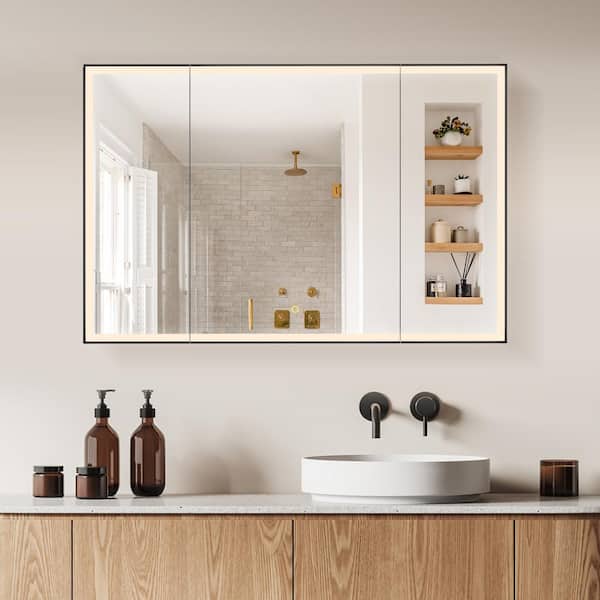 Altair Fenice 48 in. W x 32 in. H Rectangular Aluminum Medicine Cabinet with Mirror