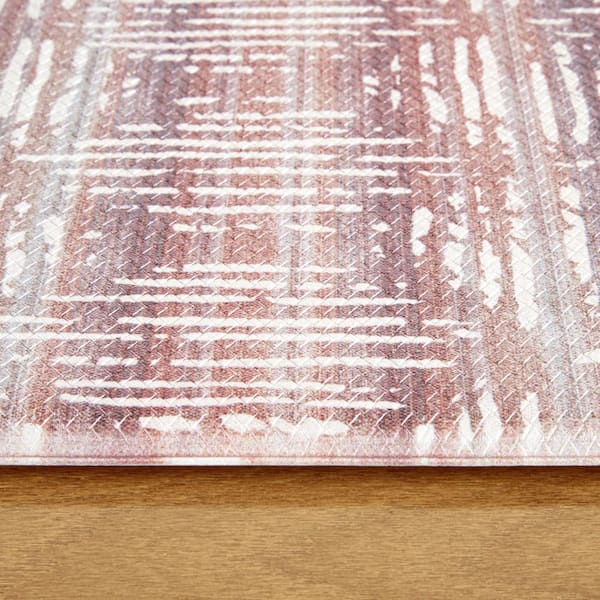 Basic Comfort Plus Boho Geo Maroon 18 in. x 55 in. Anti Fatigue Mat