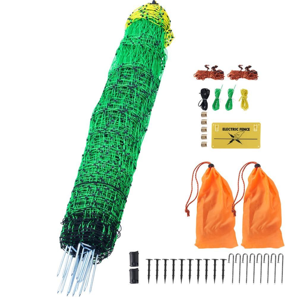 Electric Fence Netting, 48 in. x 100 ft. PE Net Fencing Kit with Posts & Double-Spiked Stakes Utility Portable Mesh price history on PriceWatchPro