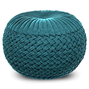 Nisi Round Knitted Outdoor/ Indoor Pouf, Pouf Ottomans