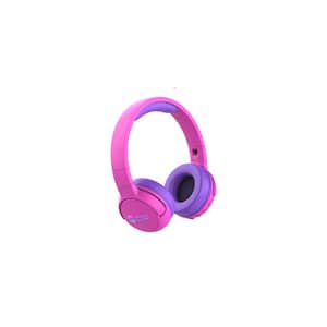 Kid Safe 85dB On Ear Foldable Wireless Bluetooth Headphone, Built-In Micro Phone (Pink + Purple)
