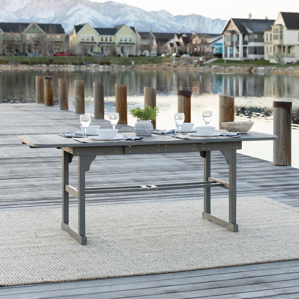 Grey Wash Acacia Wood Extendable Outdoor Dining Table