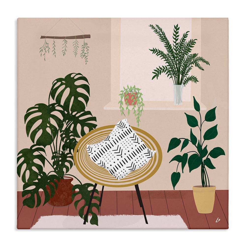 Plant Filled Boho Space by Lydia Orange Unframed Home Graphic Art Print 30 in. x 30 in. price history on PriceWatchPro