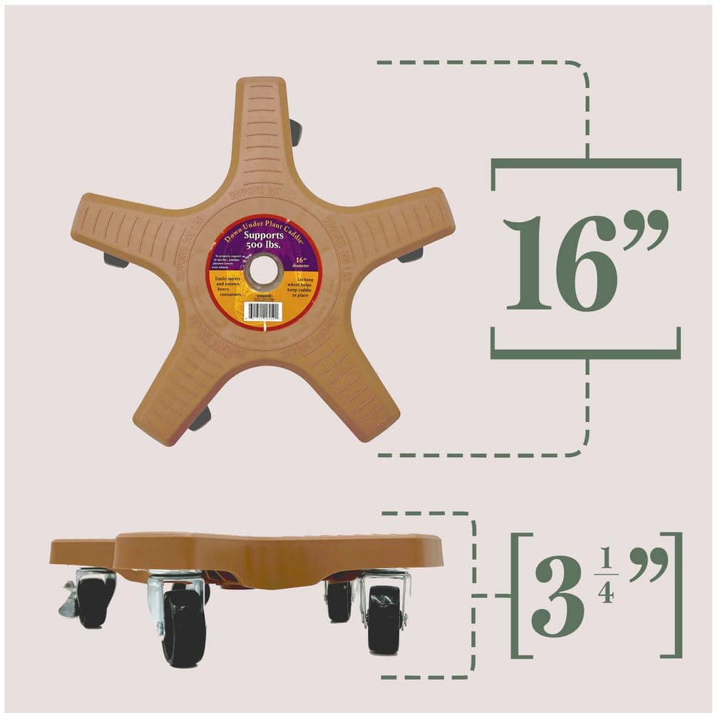 Terracotta Hexagon UV Resistant Plastic Plant Caddy with Wheels