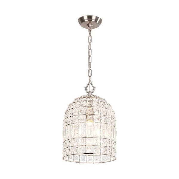 HUOKU Cristal 1-Light 10 in.W Brushed Nickel Chandelier Unique