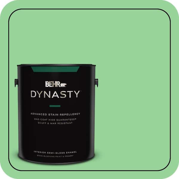 BEHR DYNASTY 1 gal. #P390-4 Young Green Semi-Gloss Enamel Interior Stain-Blocking Paint & Primer