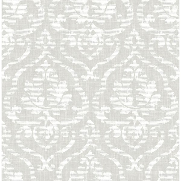 Seabrook Designs Tamarack Rustic Damask Metallic Champagne, Gray, & Off-White Paper Strippable Roll (Covers 56.05 sq. ft.)