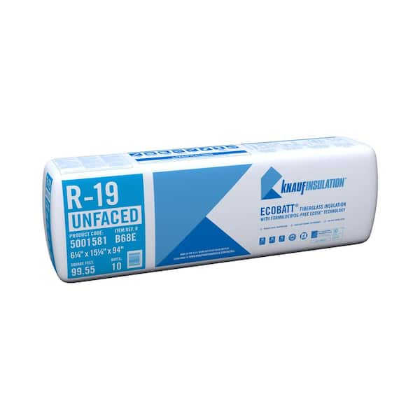 Knauf Insulation R-19 EcoBatt Unfaced Fiberglass Insulation Batt 15-1/4 ...