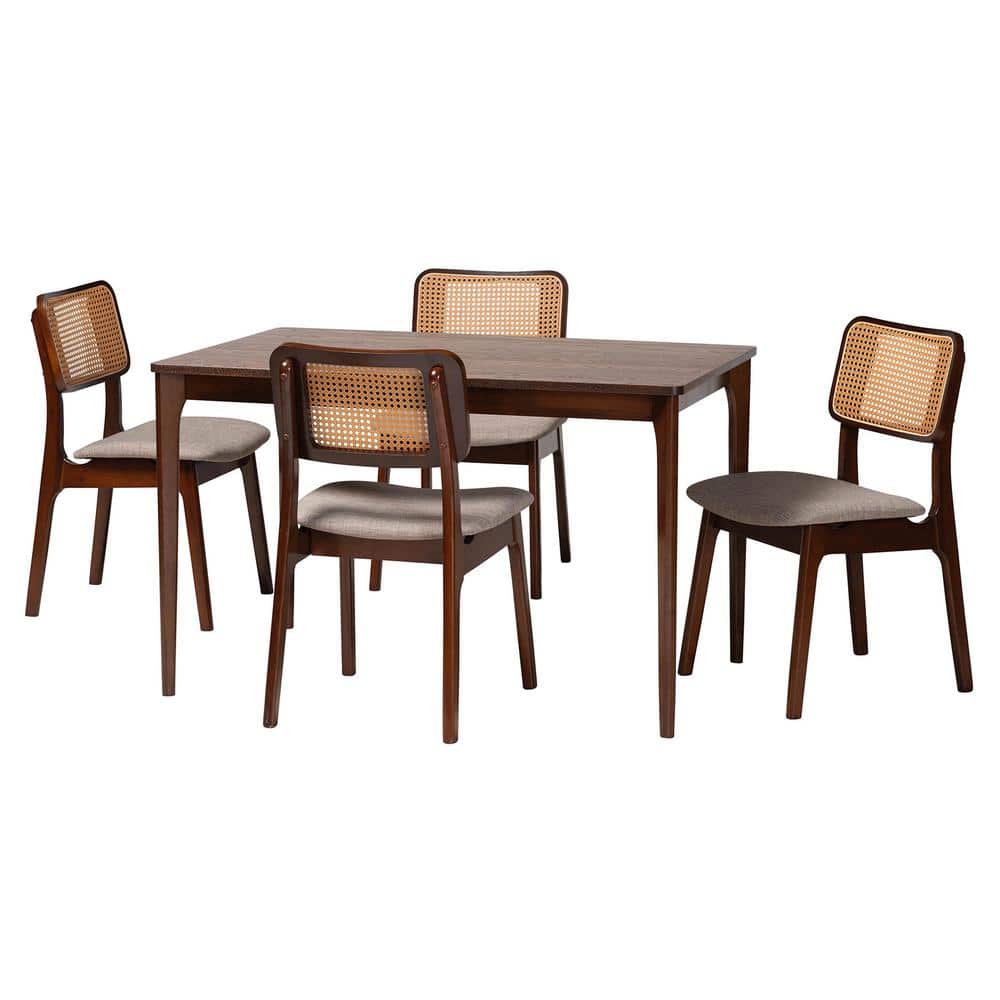 Baxton Studio Dannon 5Piece Grey and Walnut Brown Dining Set