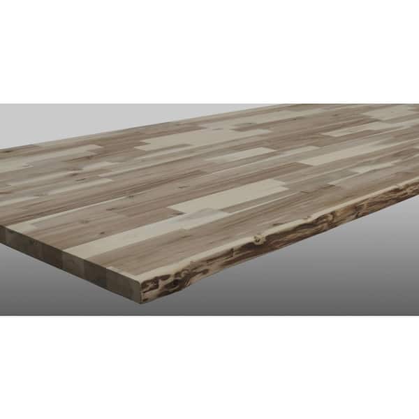 Interbuild 8 ft. L x 40 in. D, Unfinished Acacia Butcher Block Island Countertop, with Square Edge