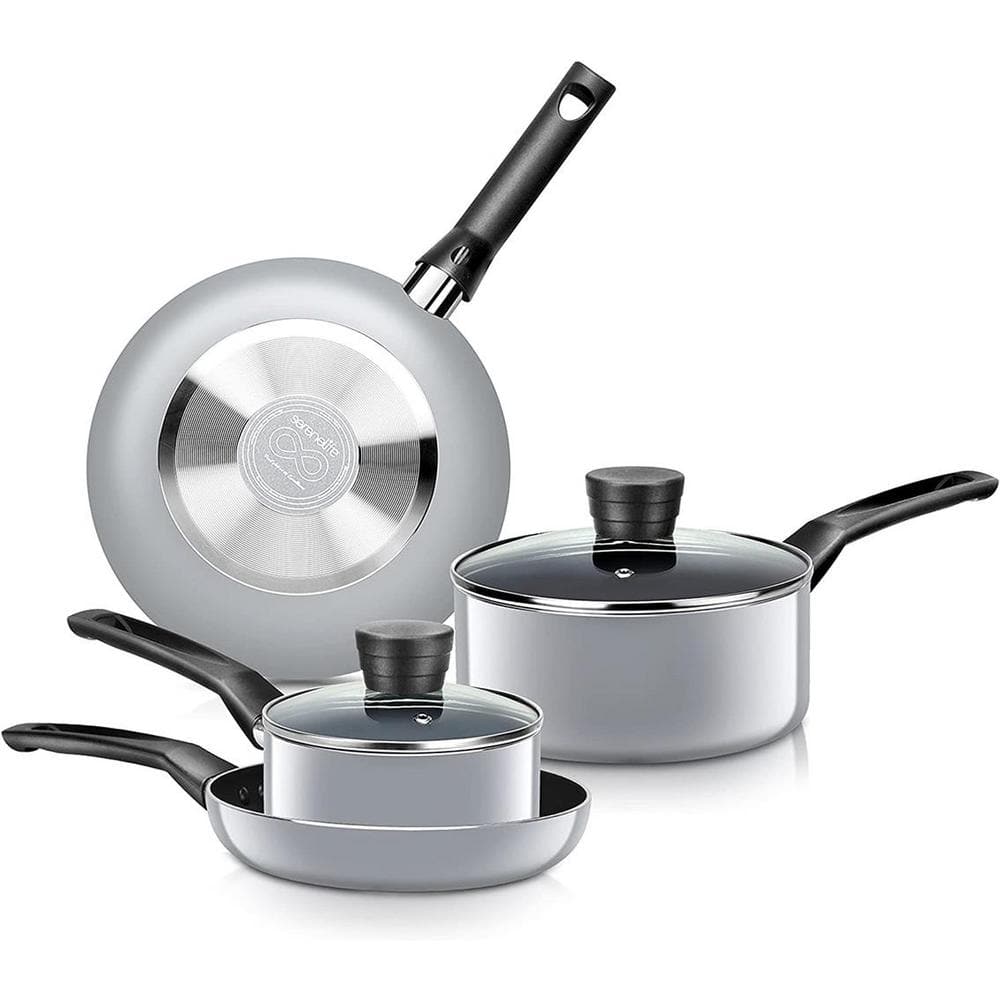 Rachael Ray 15-Piece Hard Enamel Aluminum Nonstick Cookware Set,  Graycookware pots and pans set