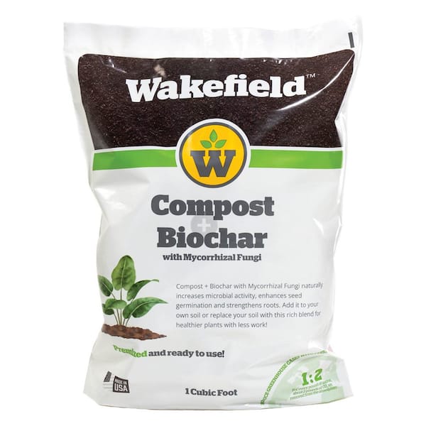WAKEFIELD Compost + BioChar with Mycorrhizal Fungi Soil Amendment - 1 cu. ft. Bag