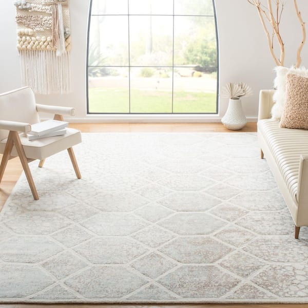 Restoration Vintage 8 ft. x 10 ft. Ivory Distressed Geometric Area Rug
