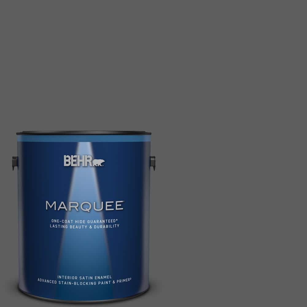 BEHR MARQUEE 1 gal. #N520-6 Asphalt Gray One-Coat Hide Satin Enamel  Interior Paint & Primer 745301 - The Home Depot