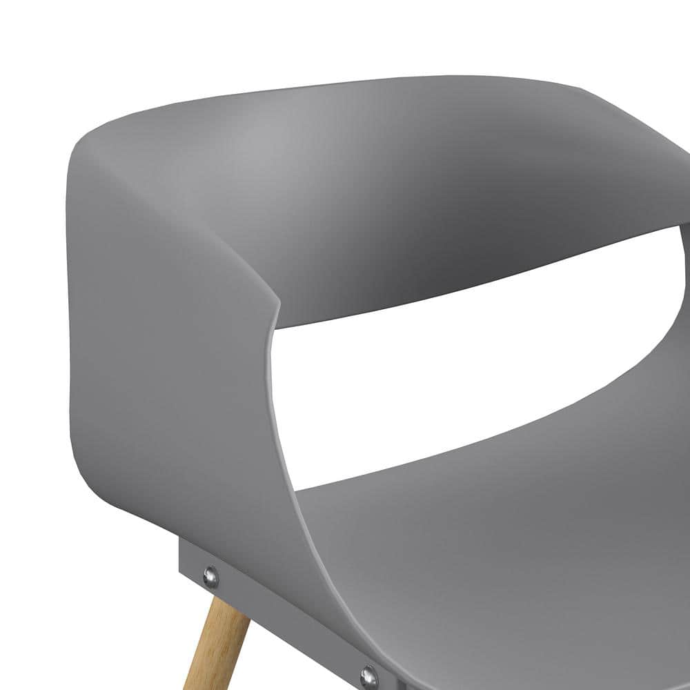 Modern Light Gray Resin & Steel Patio Dining Chair Pair