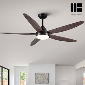 LuxeFlow 56 in. Indoor Brown Ceiling Fan with LED Light Bulbs and Remote Control