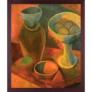 Jug and Fruit Bowl by Pablo Picasso Open Grain Mahogany Framed Abstract Oil Painting Art Print 22.5 in. x 26.5 in.