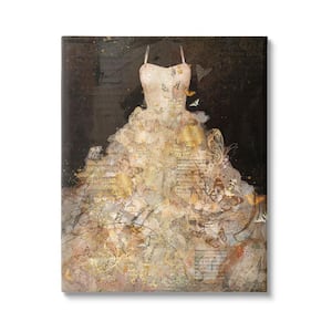 Detailed Evening Gown Dress Text Collage Butterflies by Marta Wiley Unframed Animal Art Print 30 in. x 24 in.