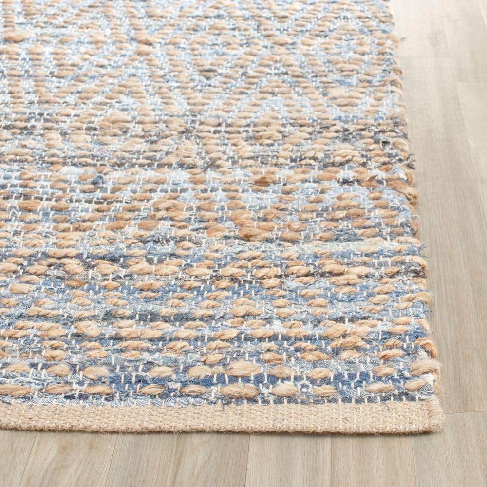 Cape Cod Blue and Natural Handwoven Jute Area Rug 4' x 6'