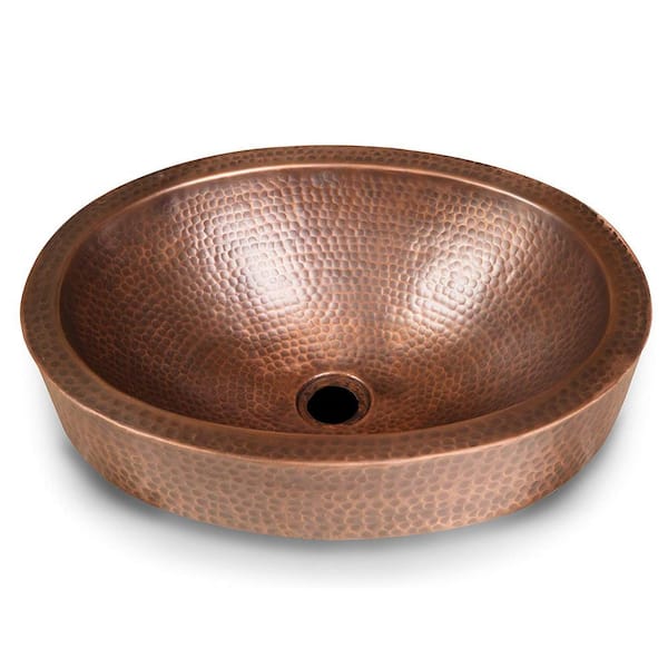 18" Oval Copper Bath Sink Drop-In or Vessel WITH 3" SKIRT APRON