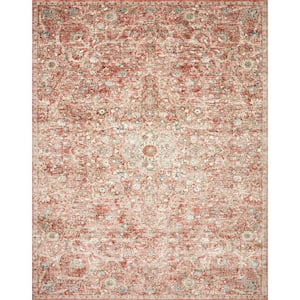 Saban Rust/Beige 3 ft. 9 in. x 3 ft. 9 in. Round Bohemian Floral Area Rug