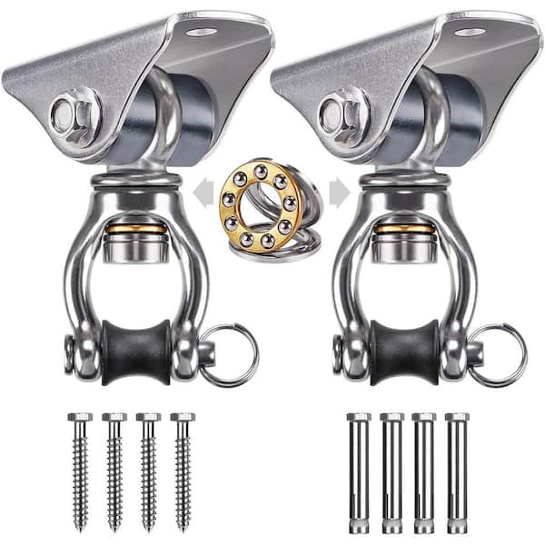 Silent Swing Hanger Heavy Duty Hook Swivel Bearing Mount Hardware for Hammock Chair Yoga Silk Suspension 2-Pack
