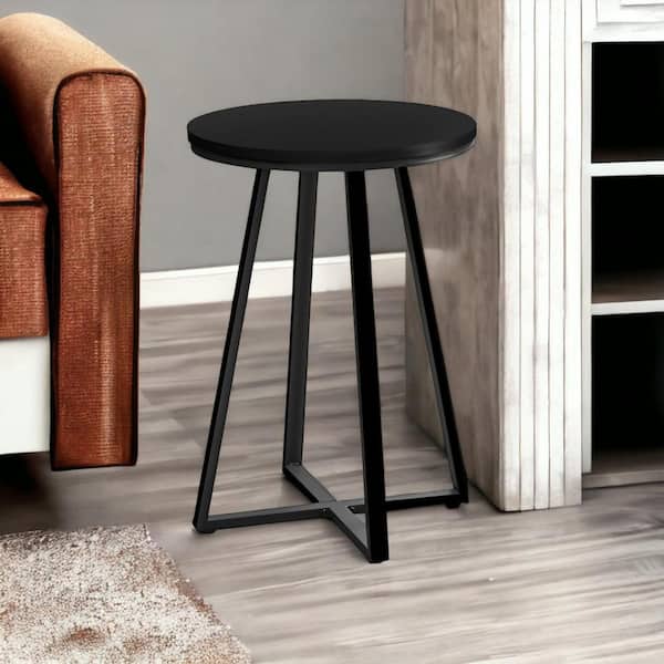 HomeRoots 15.75 in. Black Round MDF End Table