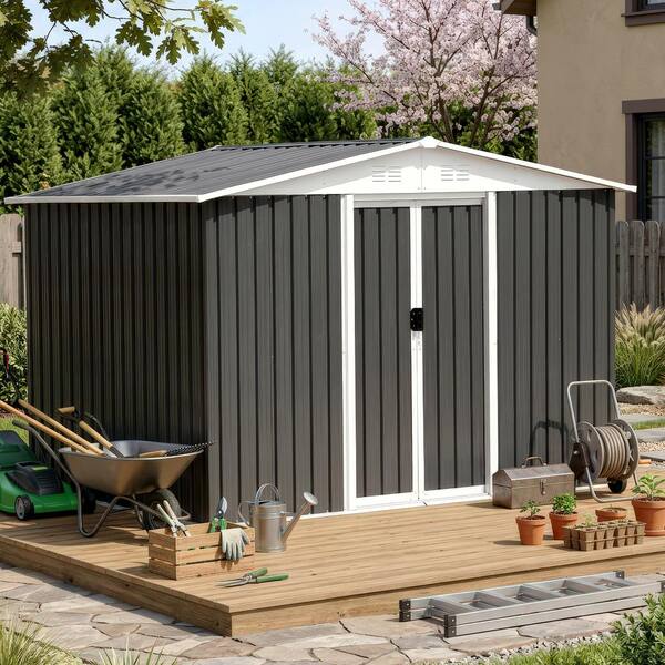 ToolCat 8 ft. W x 6 ft. D Aluminum Alloy Frame Shed with Sliding