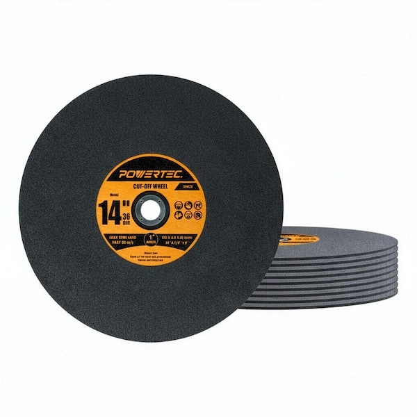 14 in. Metal Cut Off Wheels, 10-Pack, Iridium-Coated Aluminum Oxide 36 Grit, 1/8 in. Thick with 1 in. Arbor