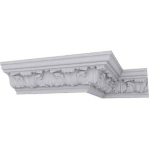 SAMPLE - 3-1/2 in. x 12 in. x 3-1/4 in. Polyurethane Colton Acanthus Crown Moulding