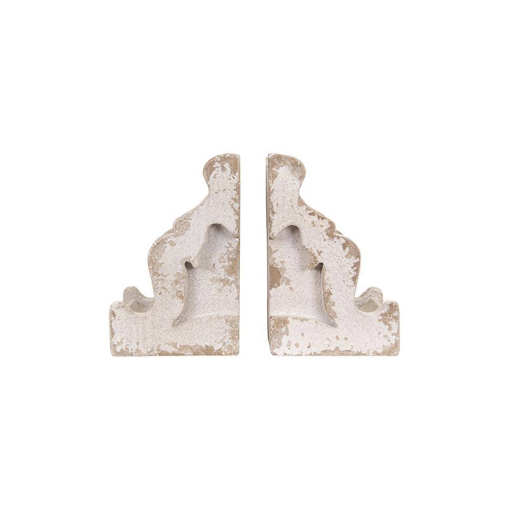 Vintage White Distressed Corbel Bookends - Set of 2