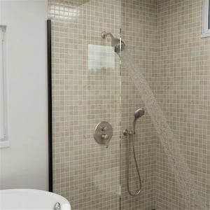 Double Handles 9-Spray Patterns 2 Showerheads Shower Faucet 1.8 GPM with High Pressure Hand Shower in Bronze