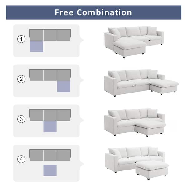 Polibi 100.4 in. Square Arm Polyester L-Shaped Sofa with 2