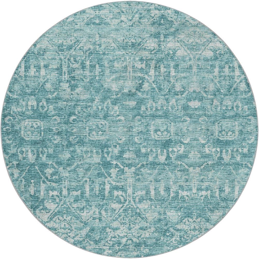 Dream Shag Premium Machine Washable Abstract ADS40 Blue 8 ft. x 8 ft. Round Rug price history on PriceWatchPro
