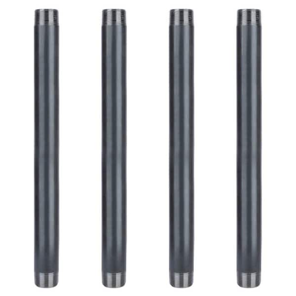 1 1/4 in. x 1.5 ft. L Black Industrial Steel Grey Plumbing Pipe (4-Pack)