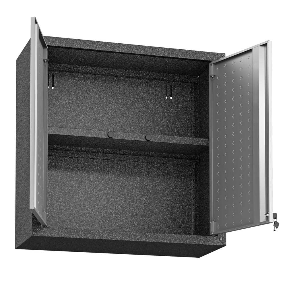 Gray Steel Lockable Wall Cabinet with Adjustable Shelving
