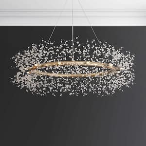 Elsa 12-Light Brushed Silver-Ish Champagne Beads Firework Chandelier