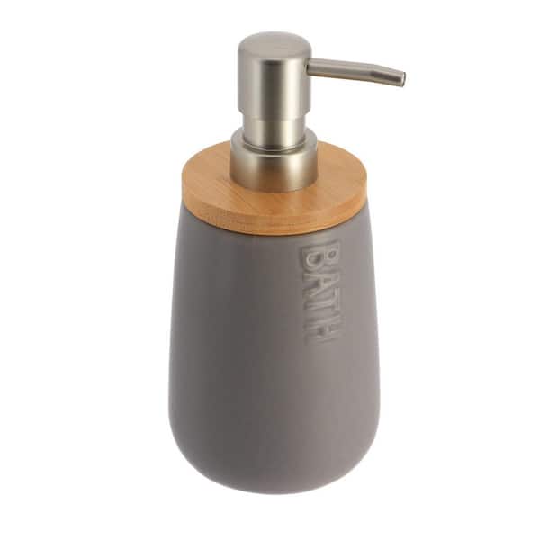 Bath D Dolomite Freestanding Vanity Soap Dispenser 15 Fl oz. Bamboo Top Grey