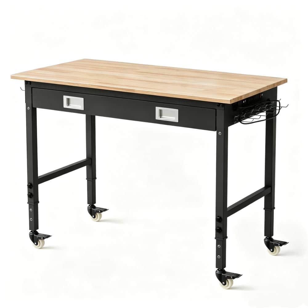 "48"" x 24"" Workbench with Drawer, 6-Level Adjustable Height, 2000Lbs Capacity, with ETL Outlets, Swivel Casters" price history on PriceWatchPro
