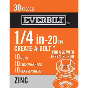 1/4 in. Zinc-Plated Nuts Washers and Lock Washers (30-Piece)