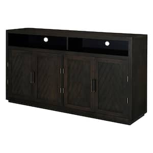 Gray, Brown MDF Top 60 in. W Sideboard with Open Storage and Adjustable Shelves